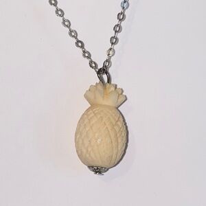 Vintage Hand Carved Celluloid Pineapple Pendant Necklace